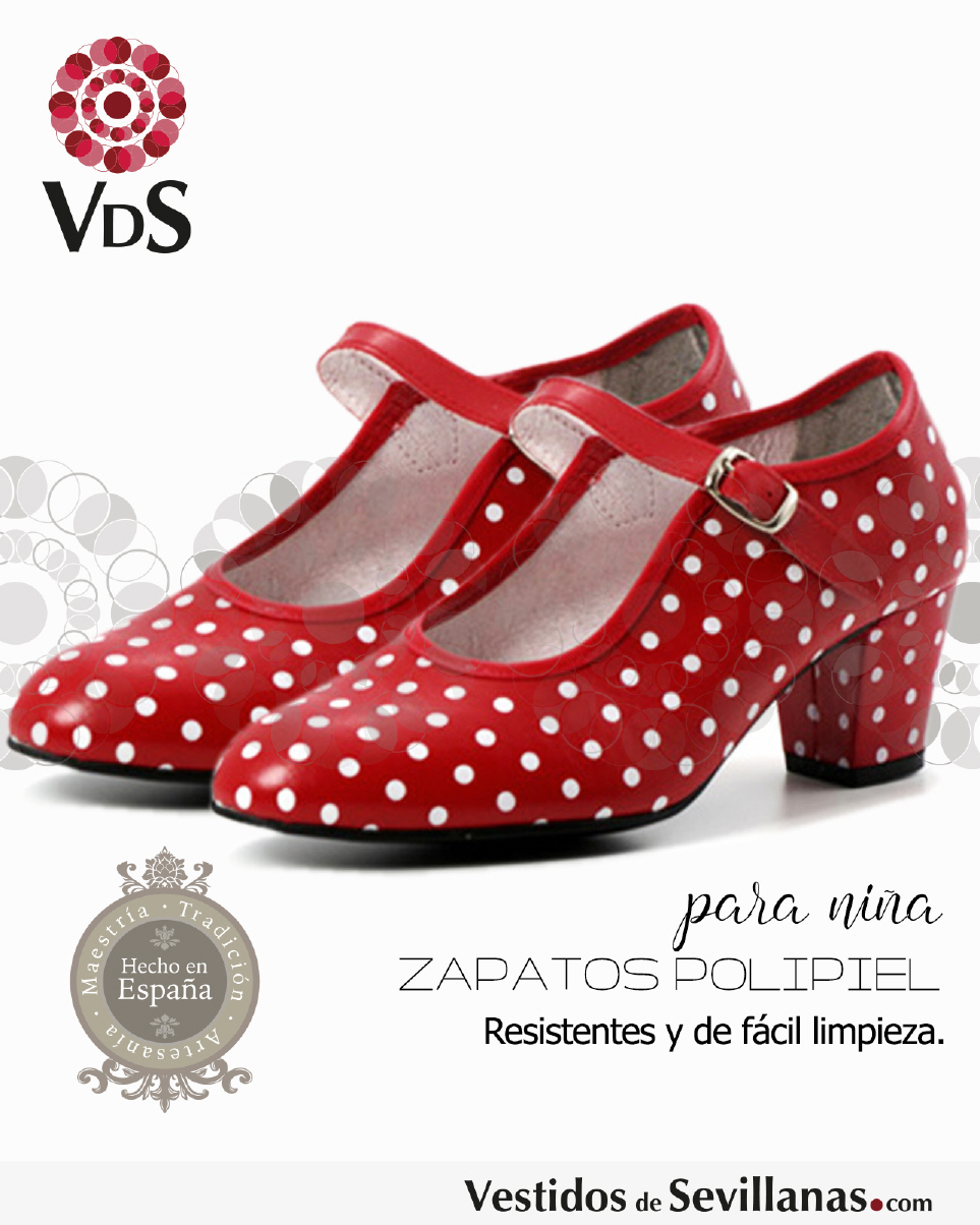 Zapatos para ni&ntilde;a con lunares y tac&oacute;n