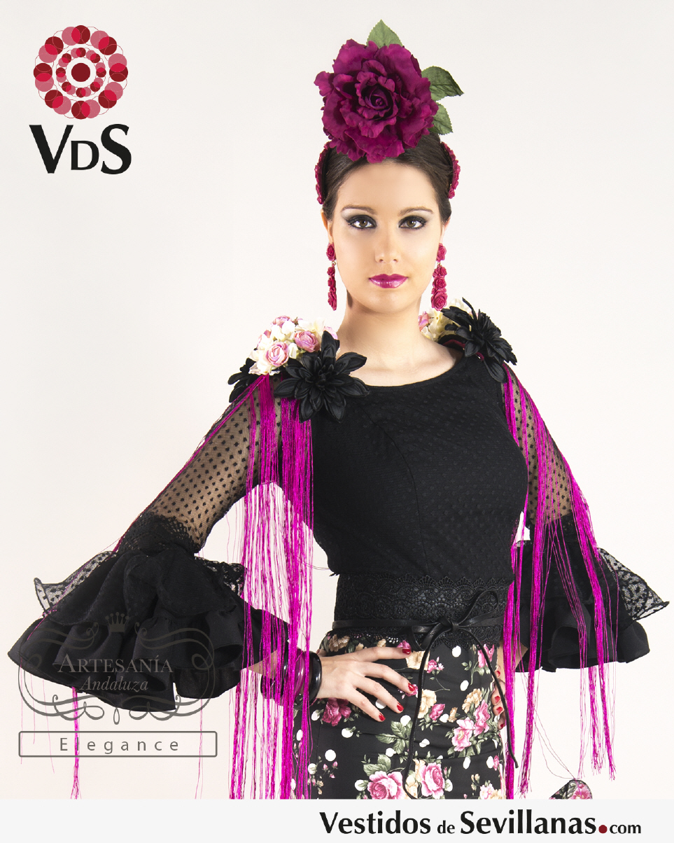 Camisa negra plumeti flamenca