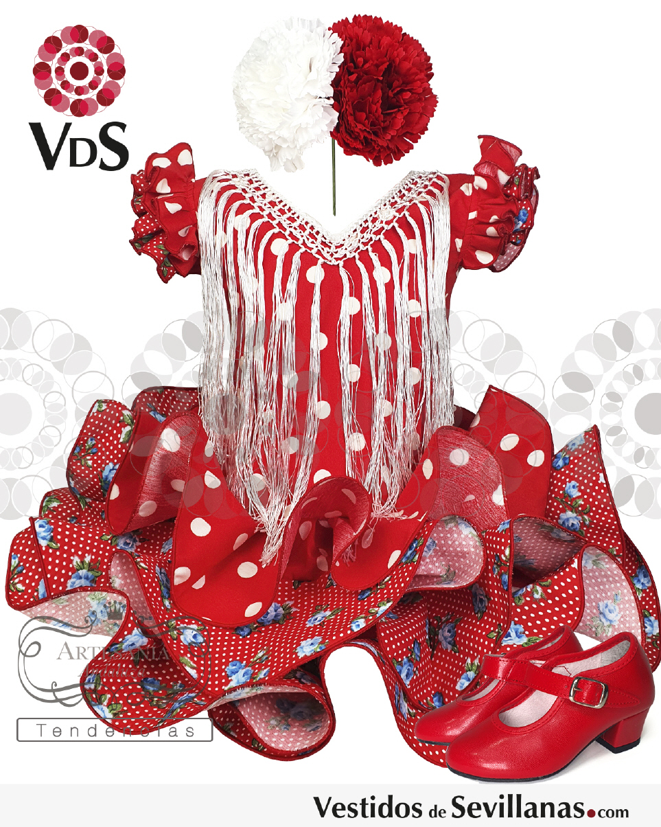 Traje flamenca rojo lunares para ni&ntilde;a