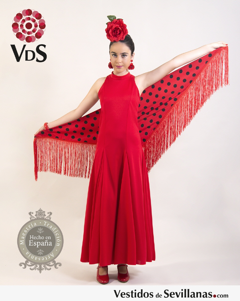 Traje de baile Ni&ntilde;a BARAS cuello Maho_3col
