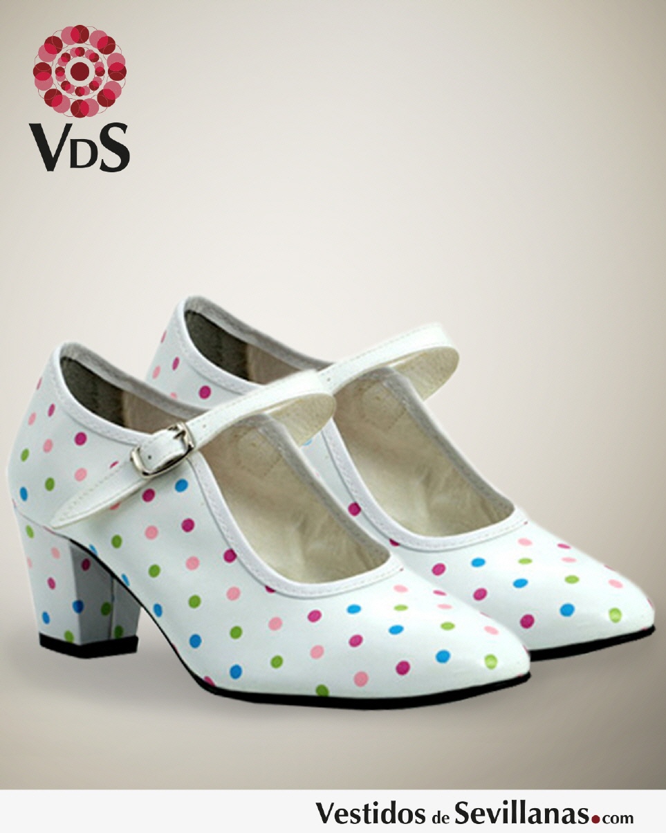 Zapato Flamenco B&Aacute;SICO - Blanco/multicolor_3col